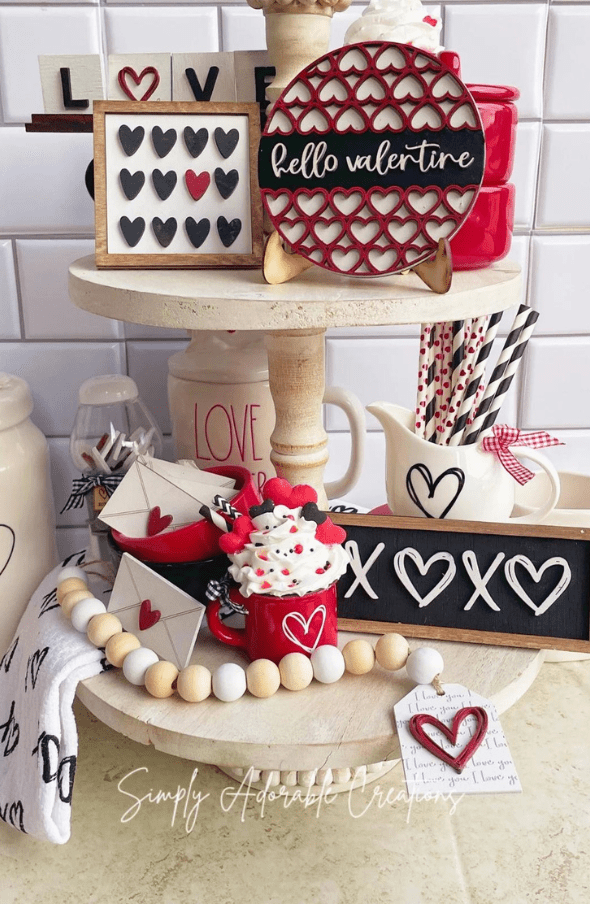 valentine tiered tray decor