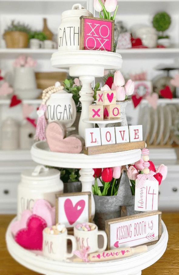 30 Gorgeous Tiered Tray Valentine's Day Decorations for Home - I Luve It