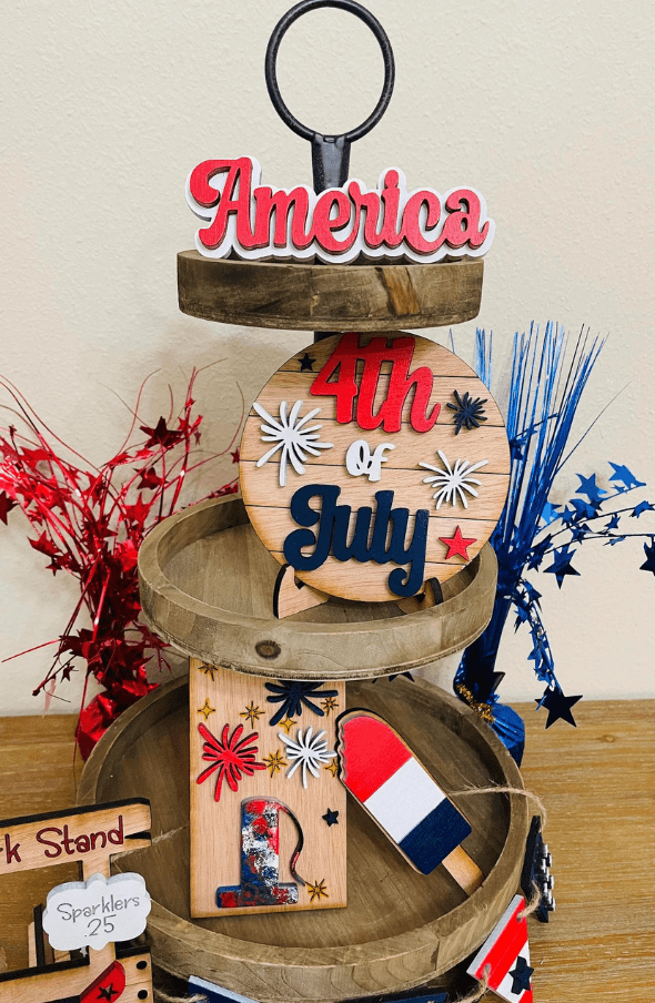 4th of July tiered tray decor