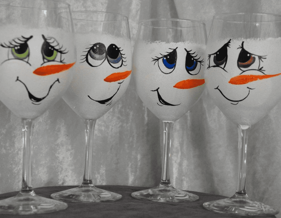 snowman wine glasses