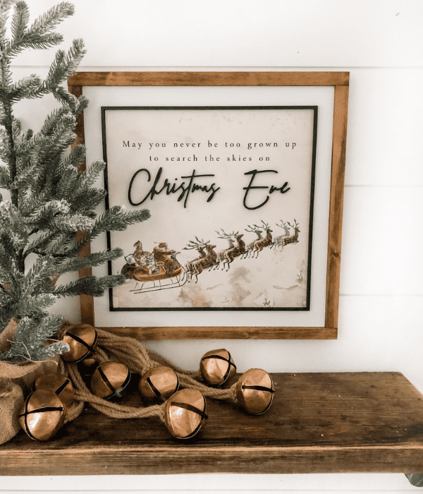 santa reindeer vintage christmas sign