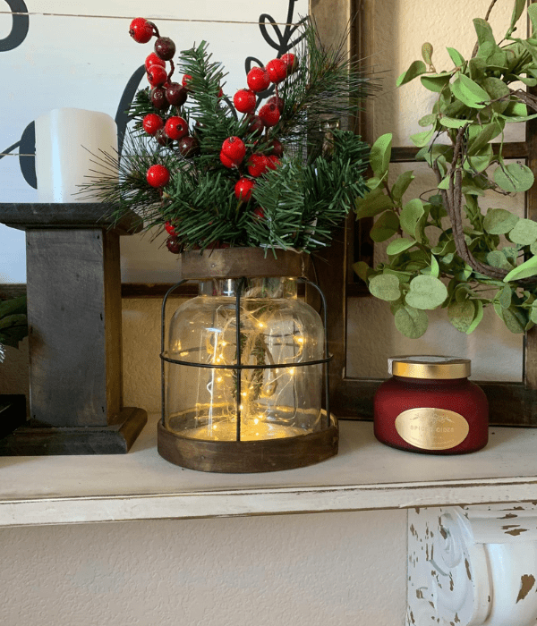 rustic christmas vase