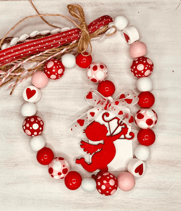 valentines day decor wood bead garland