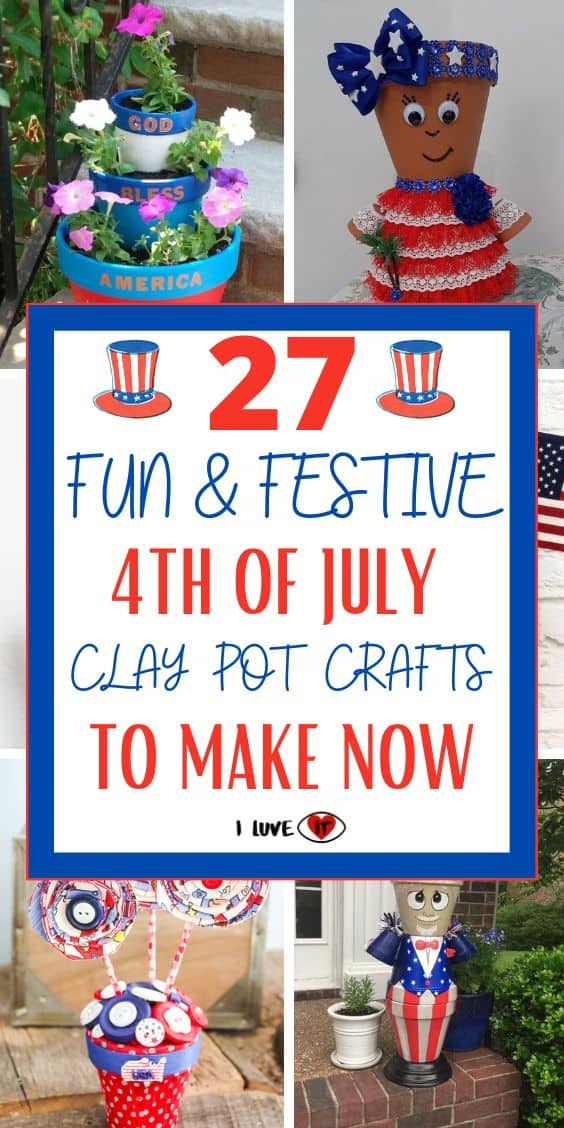 4th of July clay pots