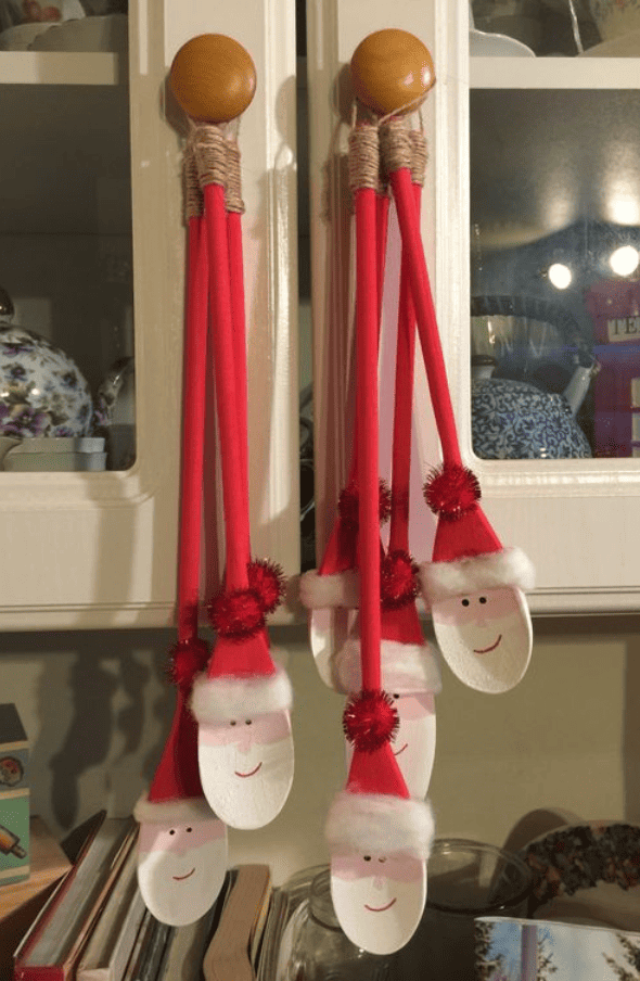 wood santa spoon decor