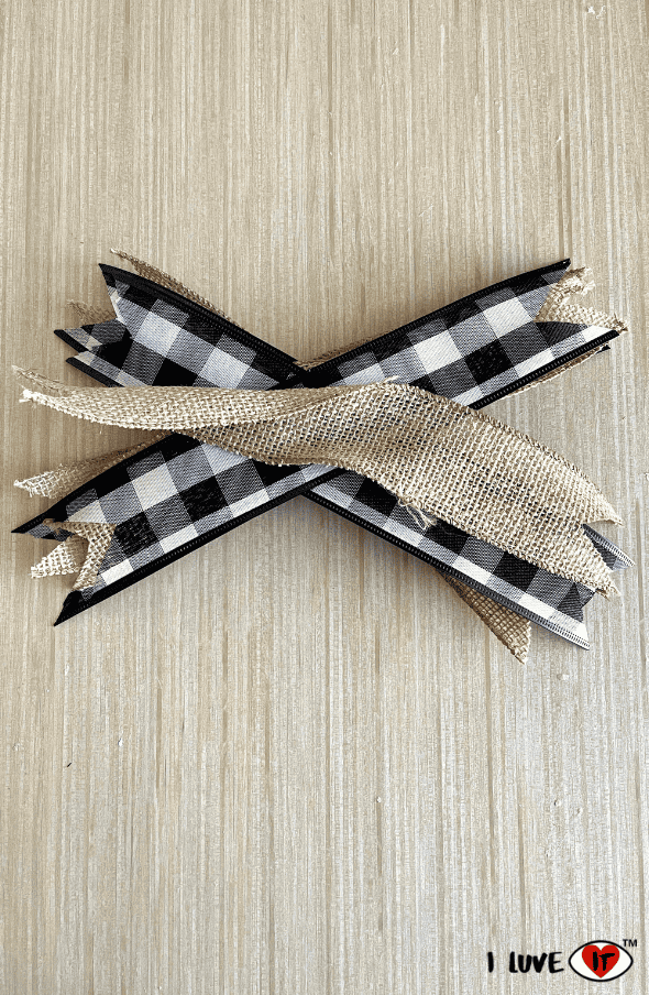 burlap and buffalo plaid ribbon bow