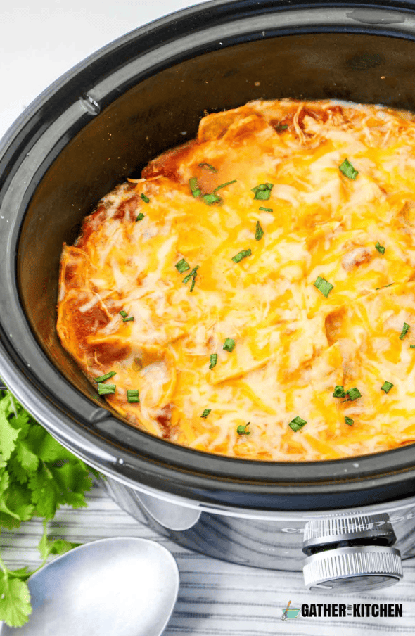 Crockpot Chicken Enchilada Casserole