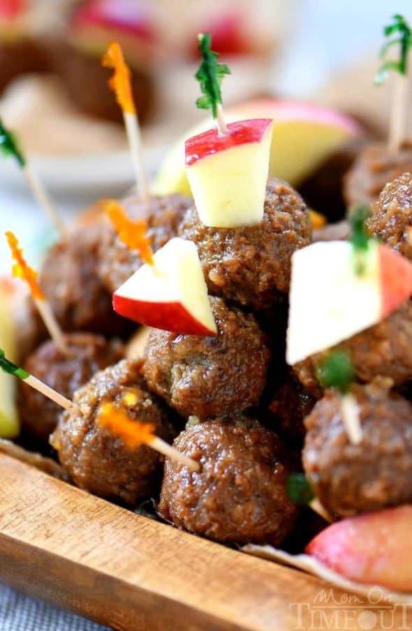 apple cider maple meatballs