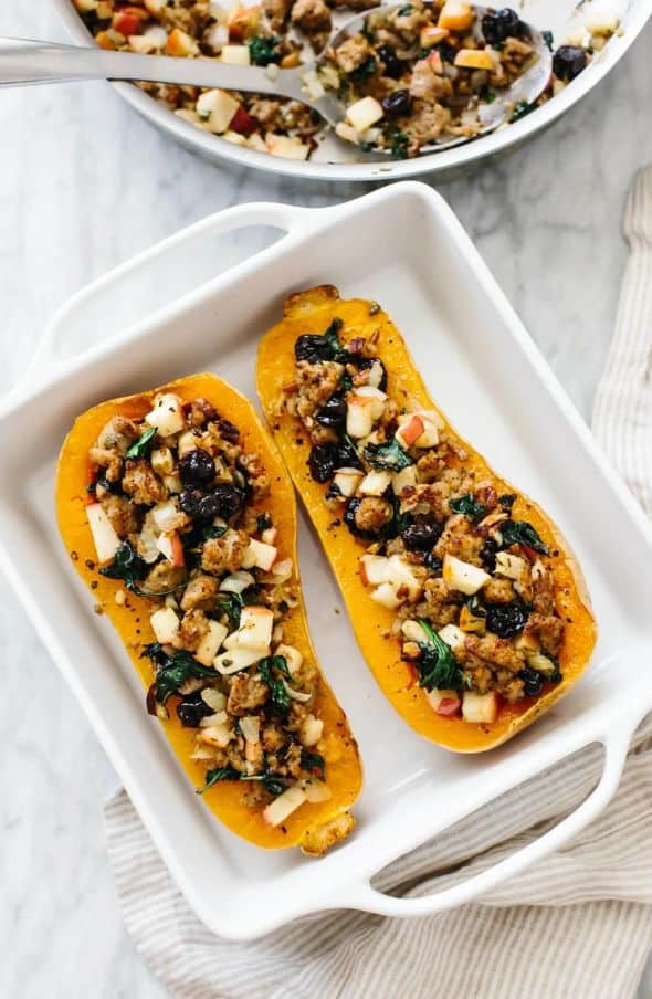 Apple Sausage Stuffed Butternut Squash