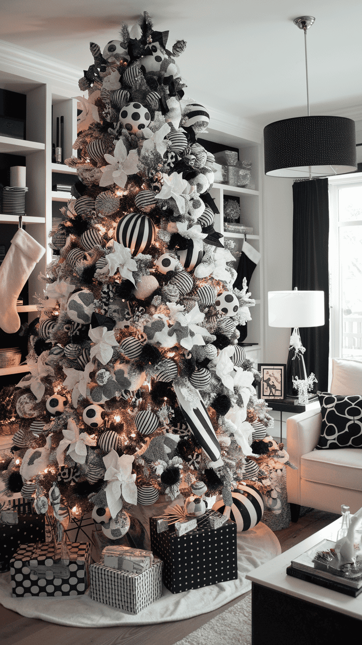 christmas tree ideas black and white