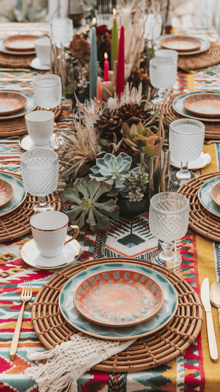 boho christmas table setting