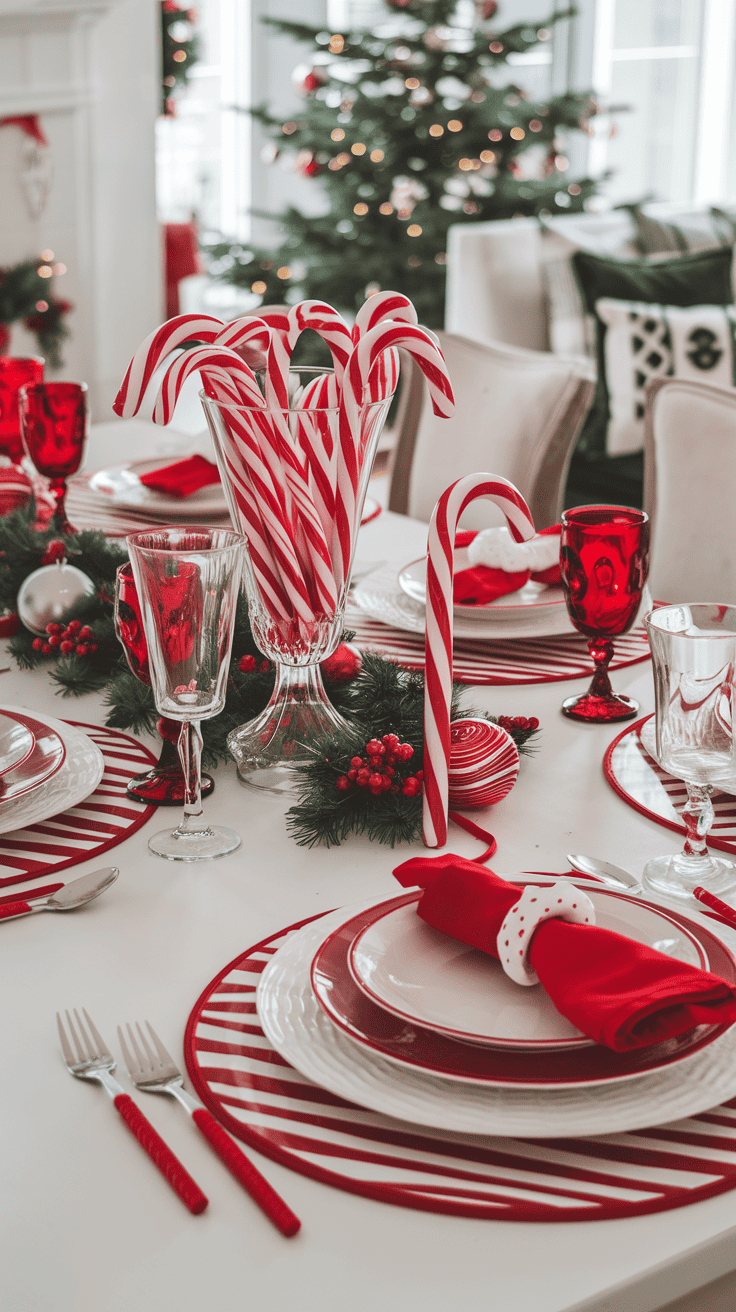 candy cane table setting