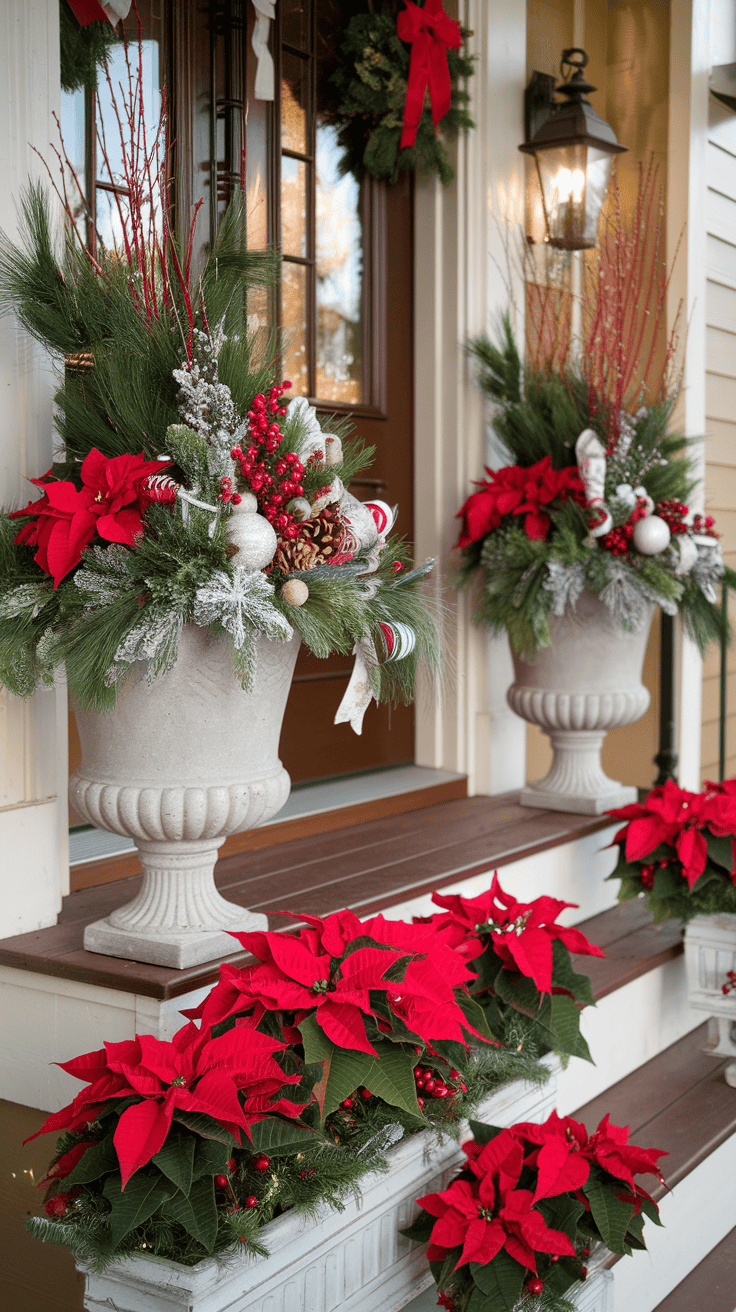 Christmas planters porch decor