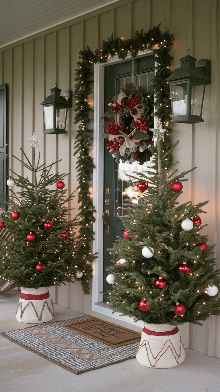 Christmas trees porch decor