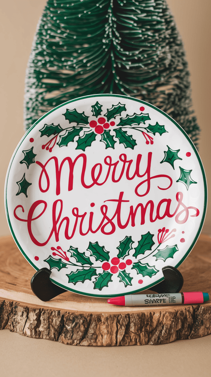 diy Christmas gift sharpie plate