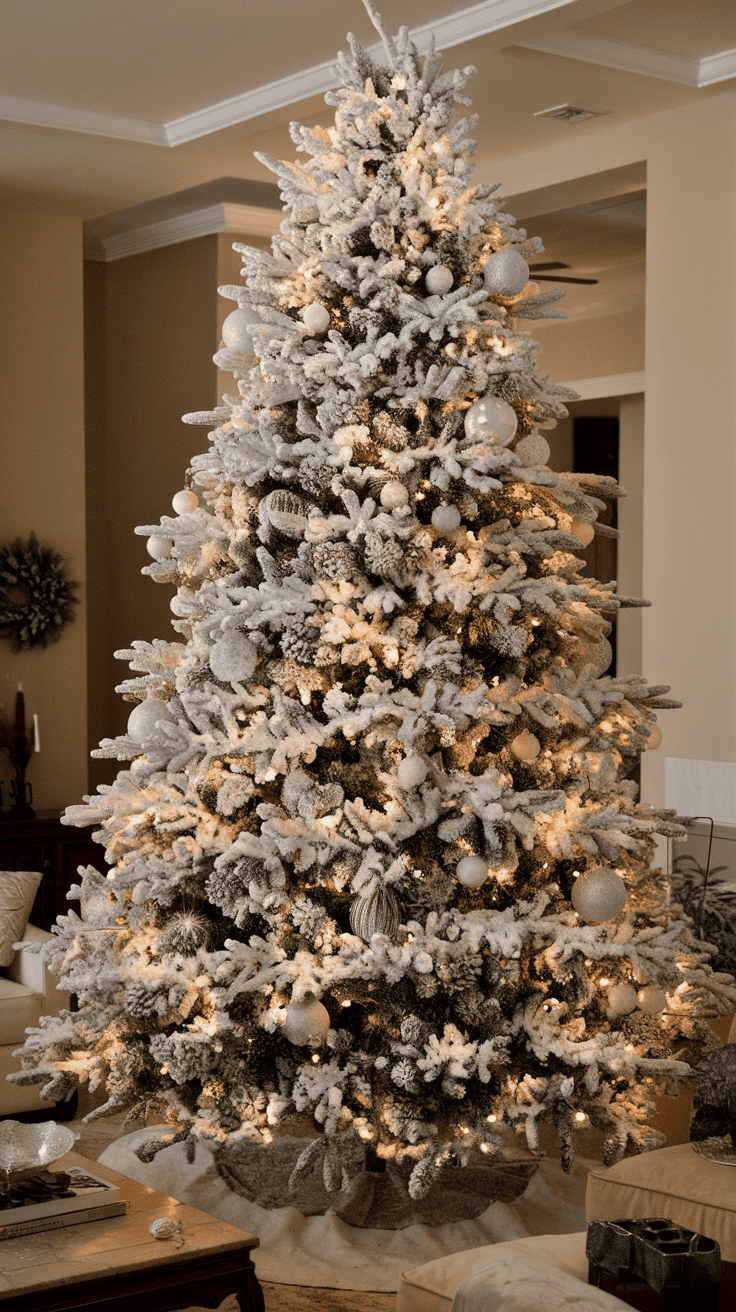 flocked christmas tree ideas