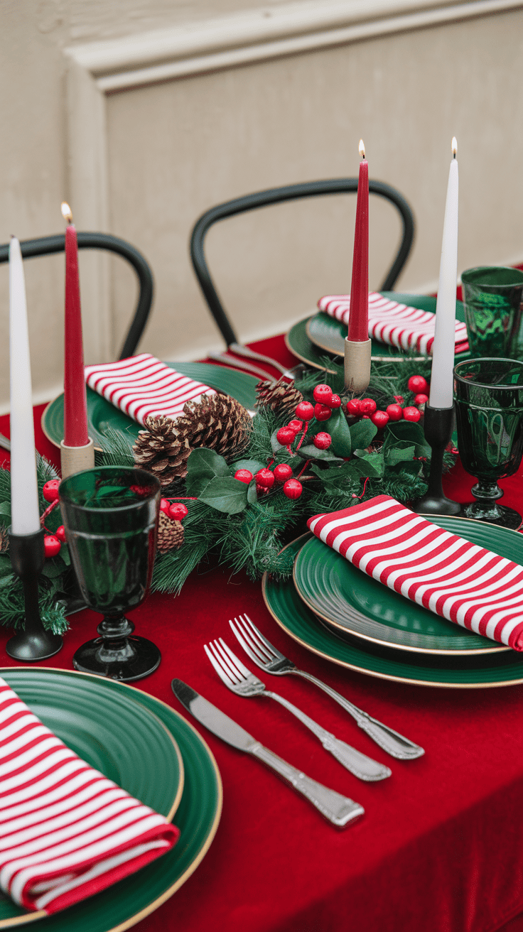 red and green christmas table