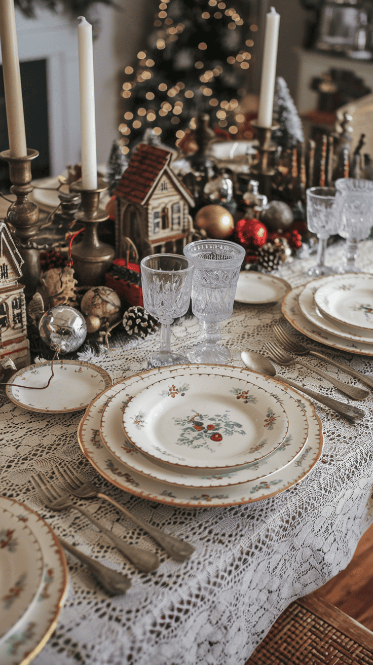 vintage christmas table