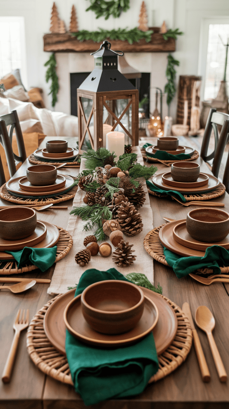 woodland christmas table setting