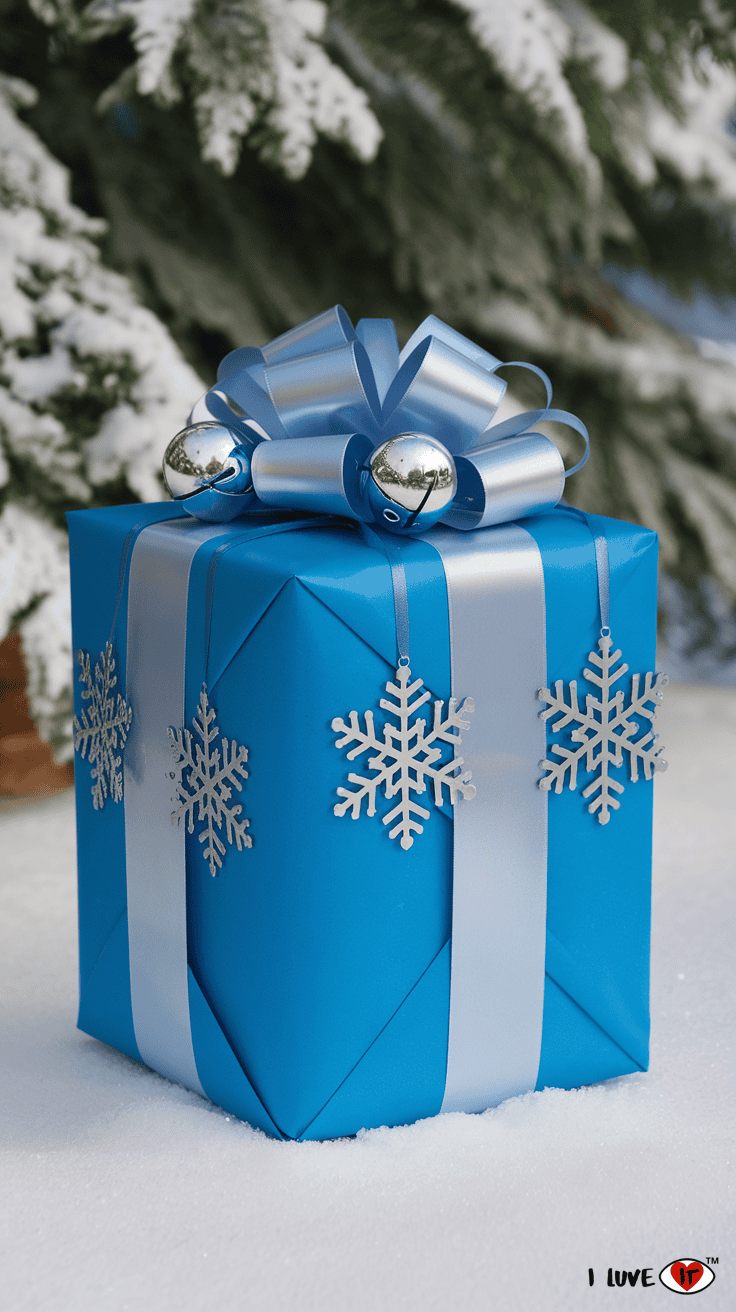 christmas gift wrap blue