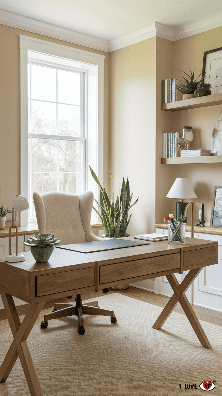 home office with plants