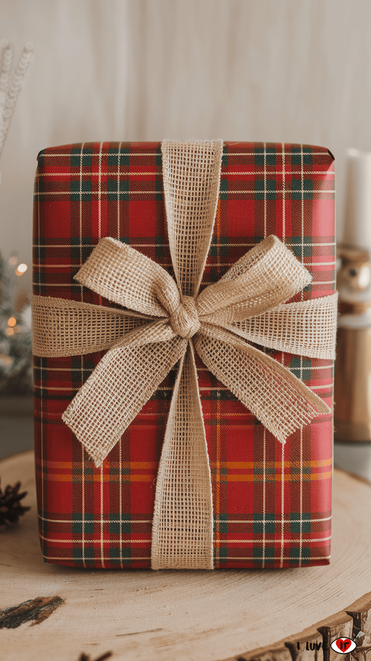 christmas plaid gift wrap