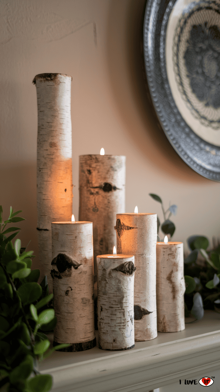 birch logs winter decor