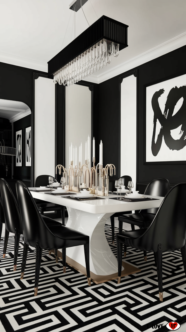 dining room decor black and white