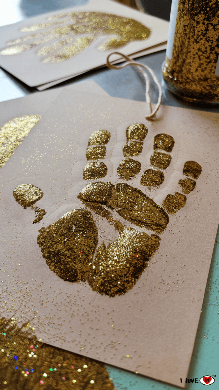 diy nye glitter handprint