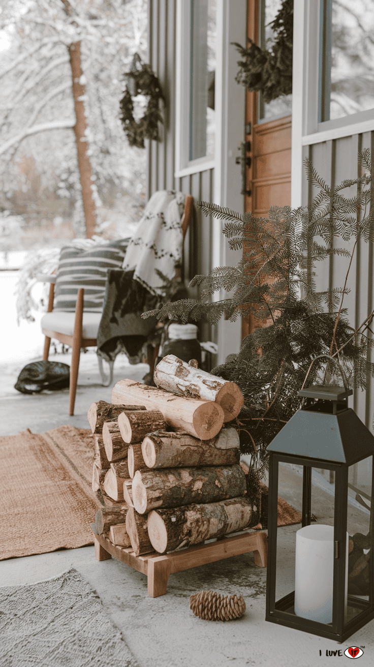 firewood display winter decor