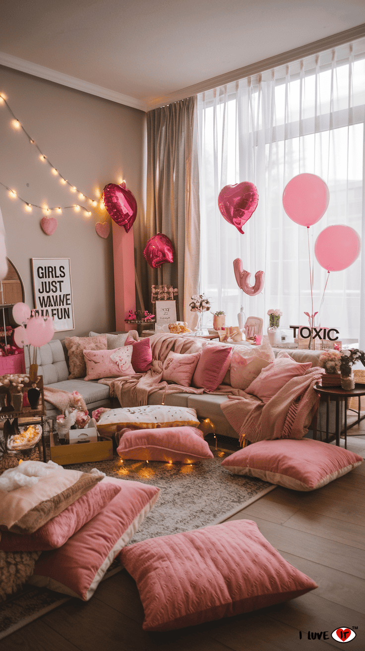 galentines day living room decorations