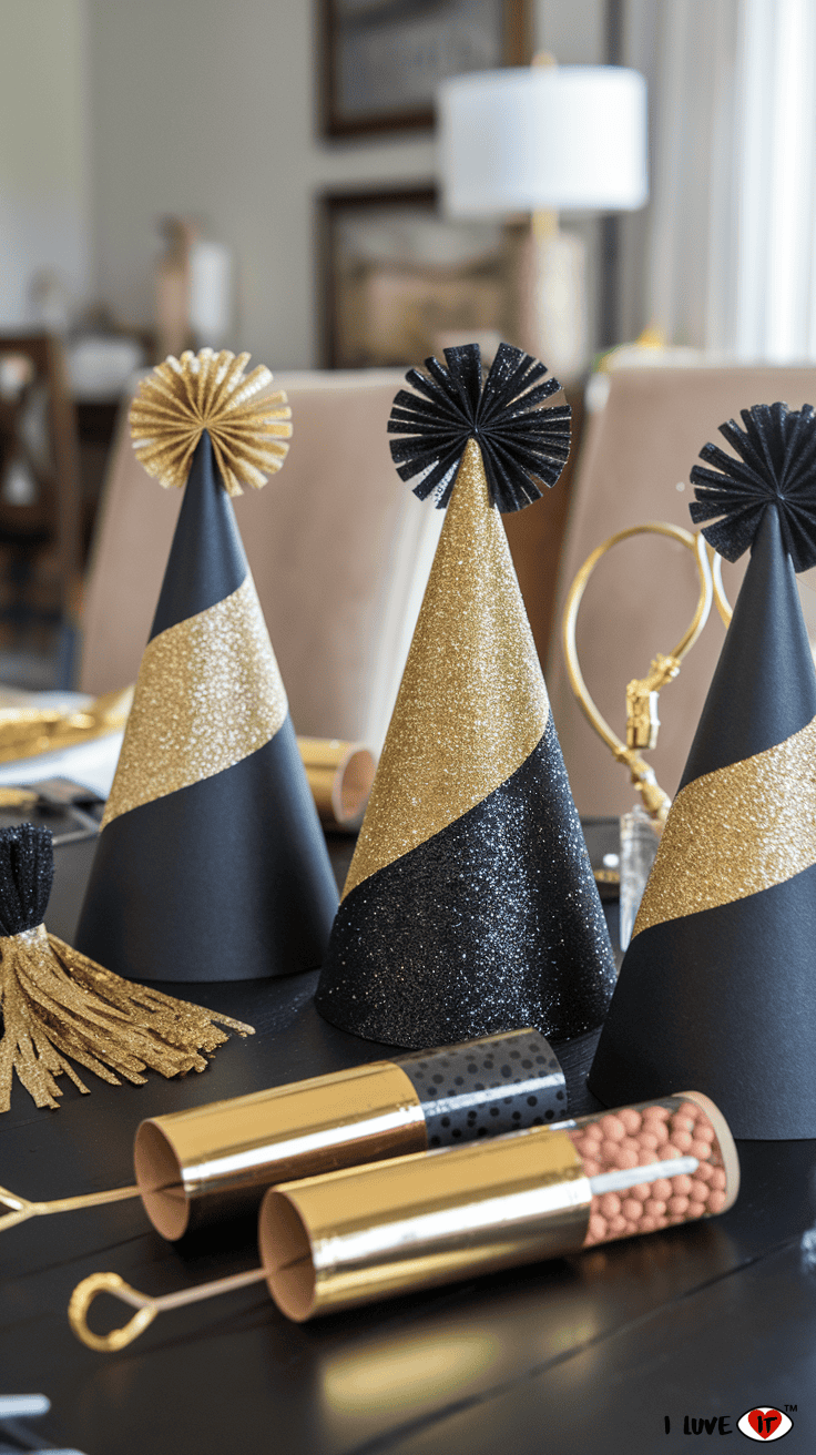 diy new years eve glitter hat