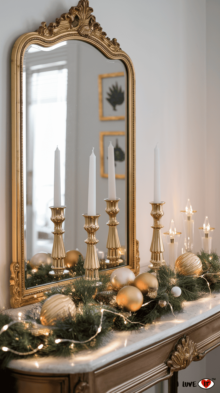 gold christmas entryway