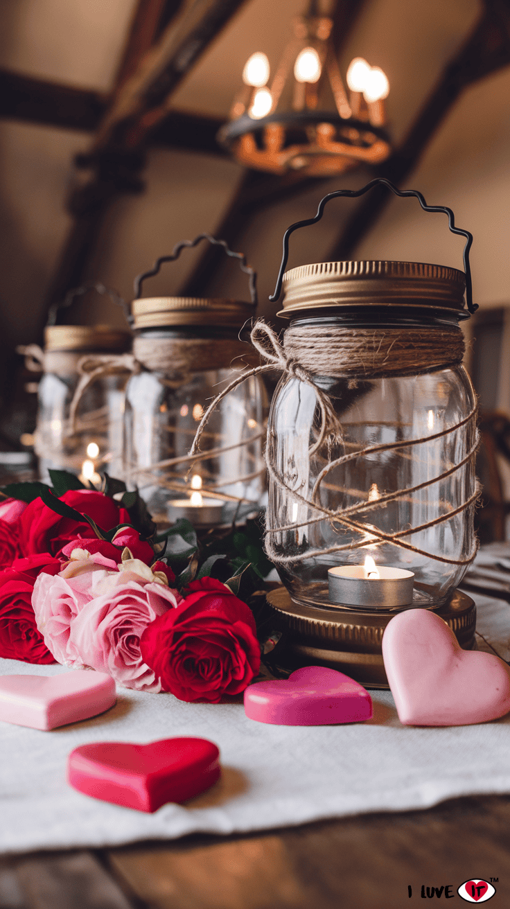 mason jar lantern table decor