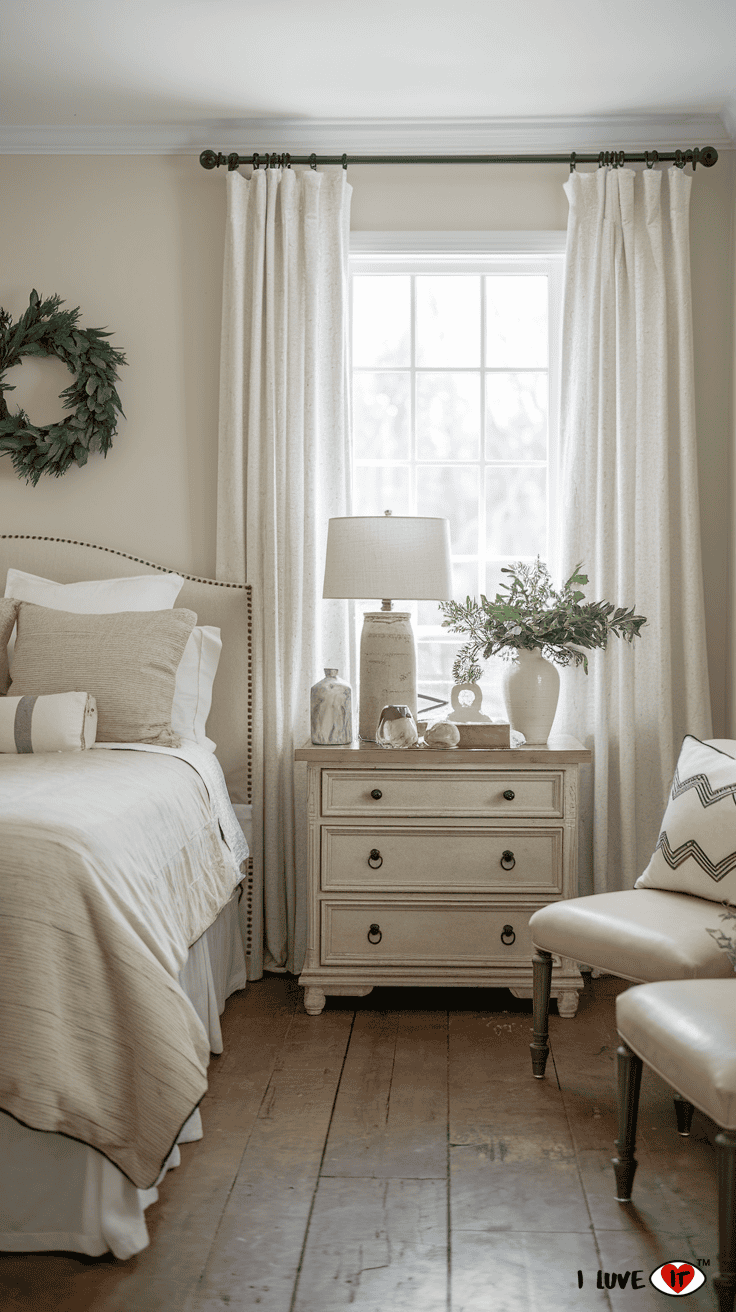 winter farmhouse bedroom