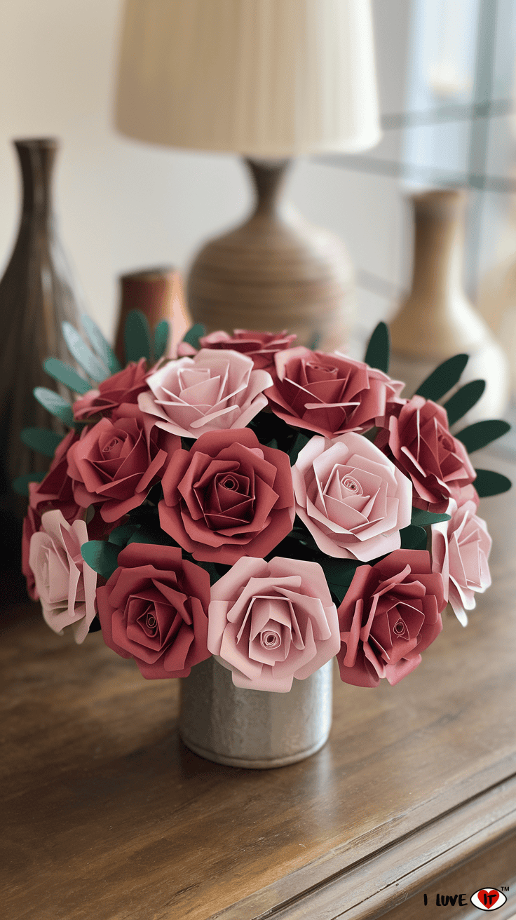 valentine paper flower centerpiece