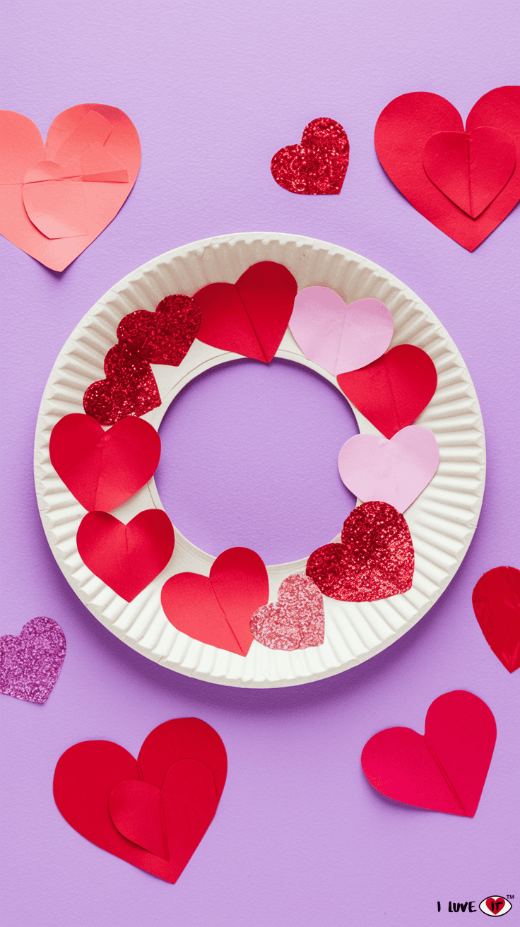 paper plate heart wreath diy