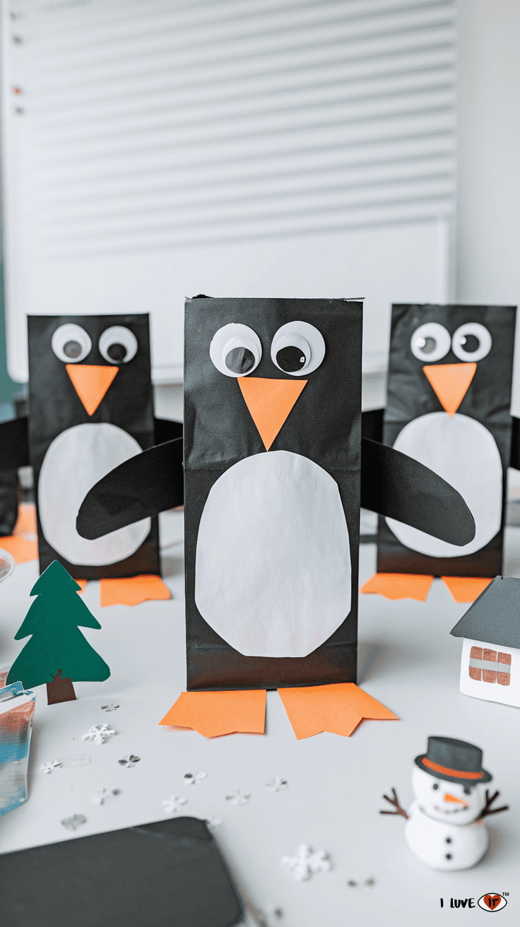 paper bag penguin craft