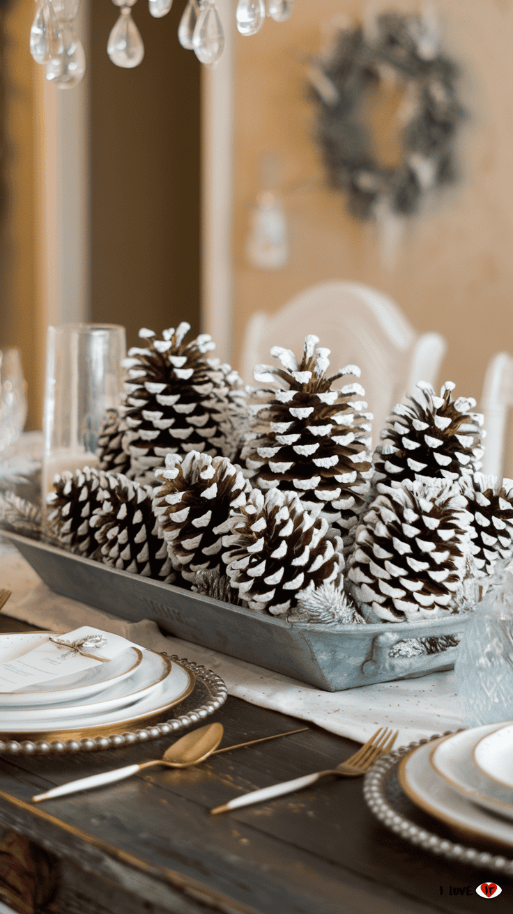 winter pinecone centerpiece