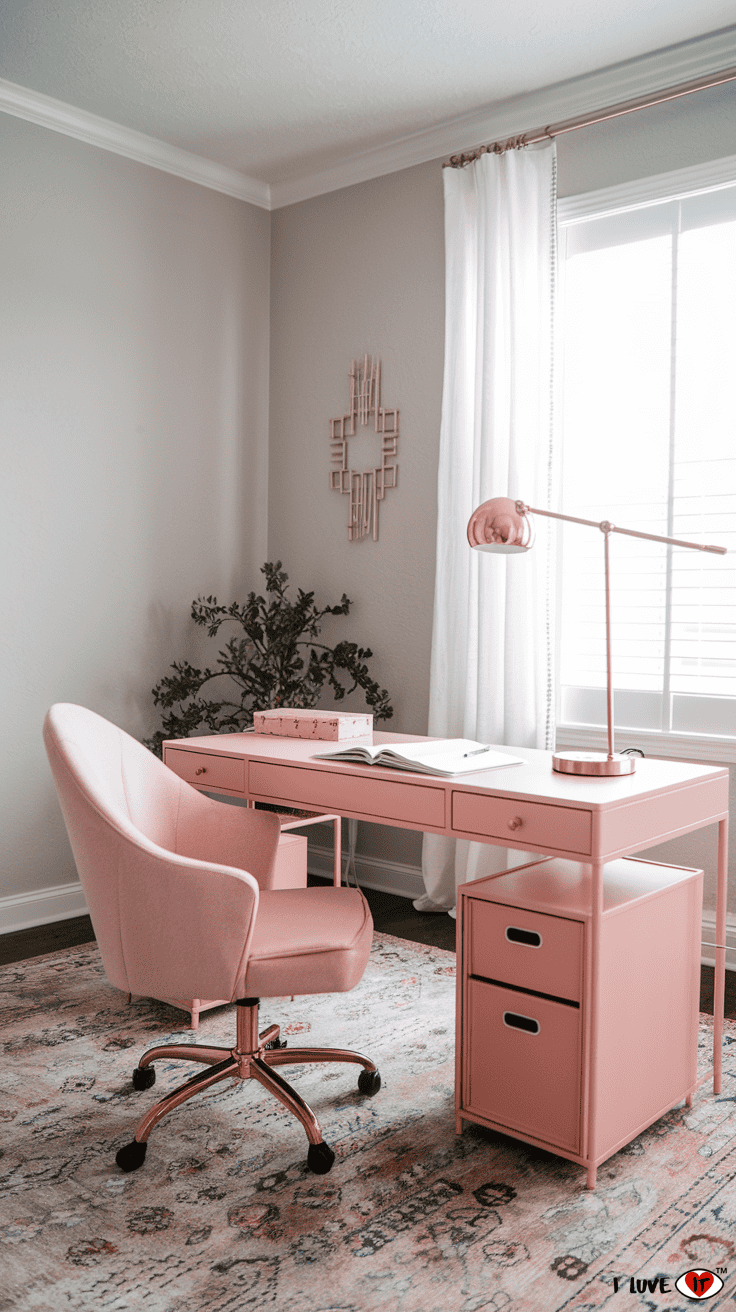 home office pink