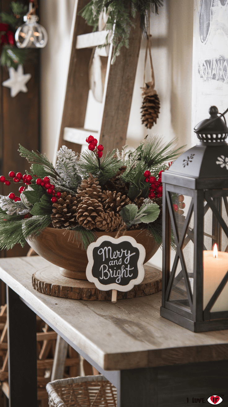 christmas entryway rustic