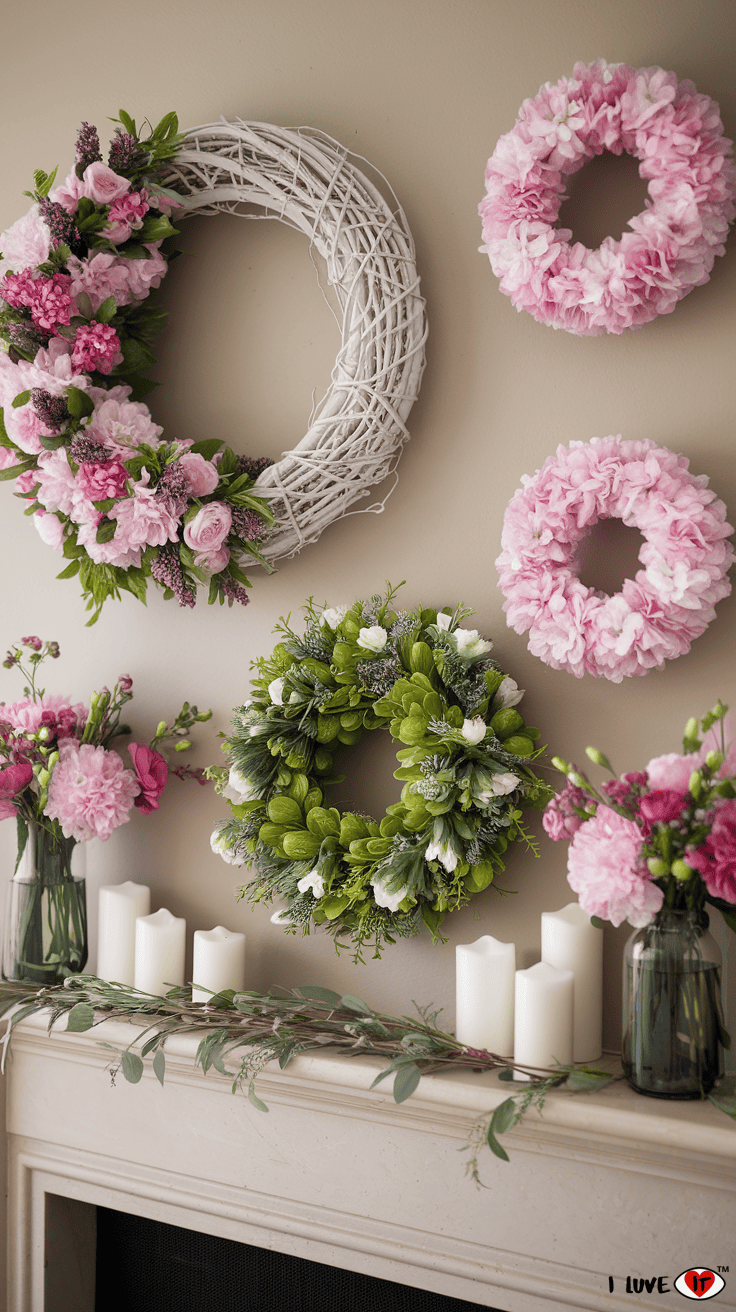 spring mantel wreaths