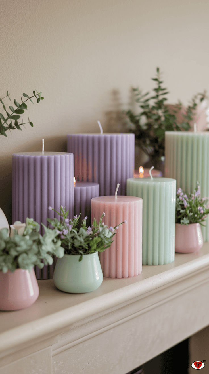 spring mantel decor candles