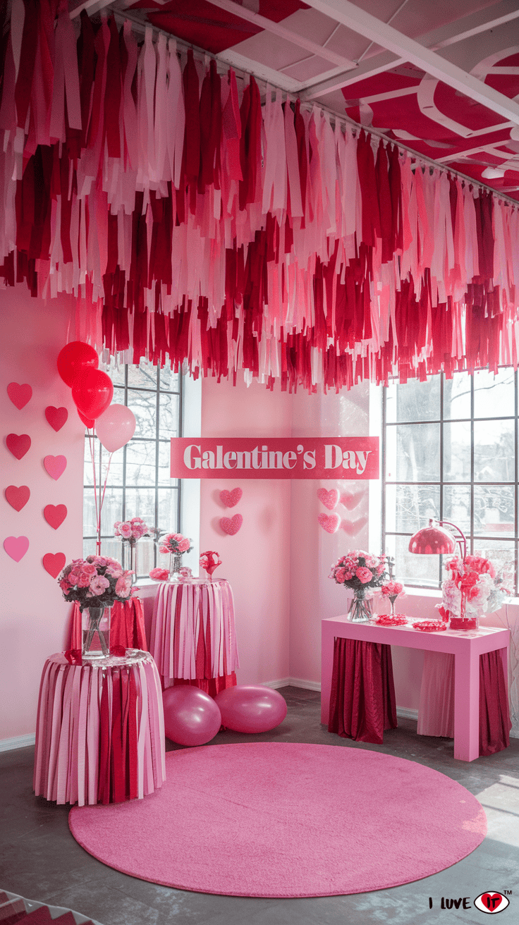 galentines streamer ceiling