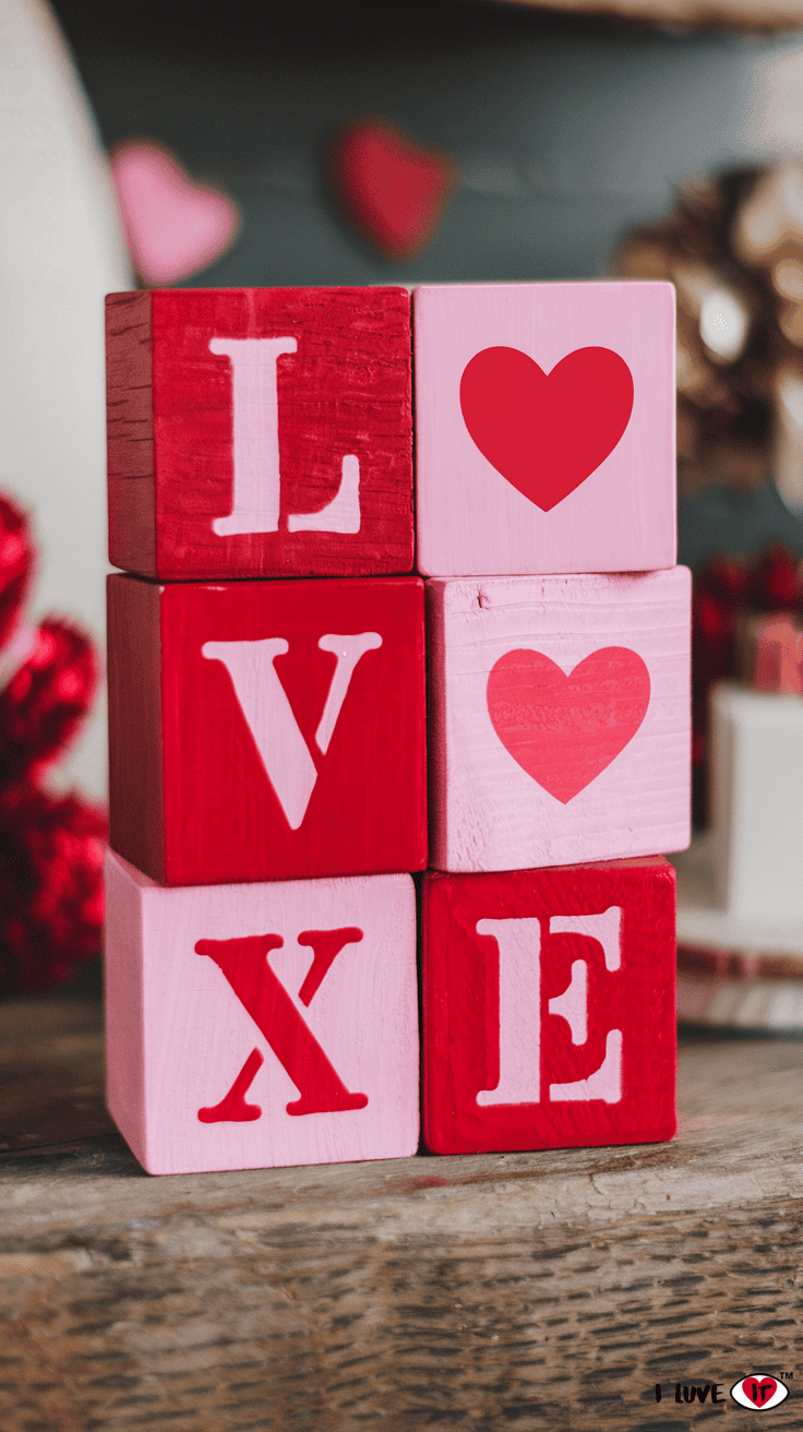 wood blocks valentine