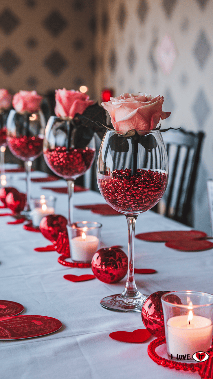 glass centerpiece valentine