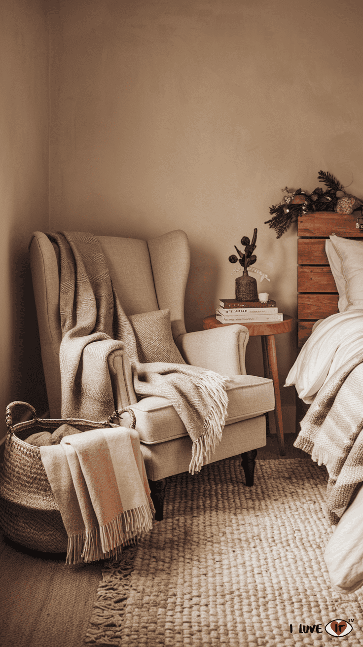 winter bedroom reading nook