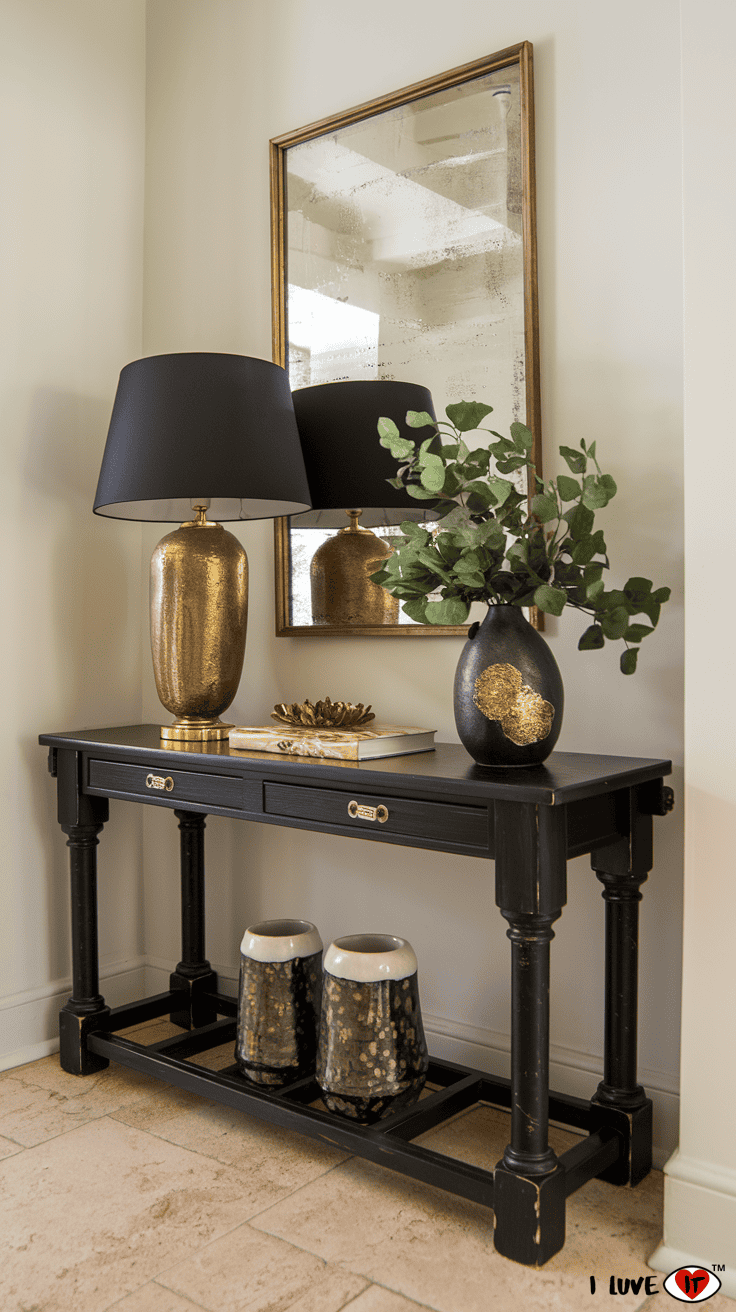 entry table black and gold