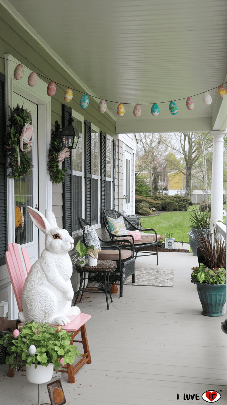 spring porch easter bunny