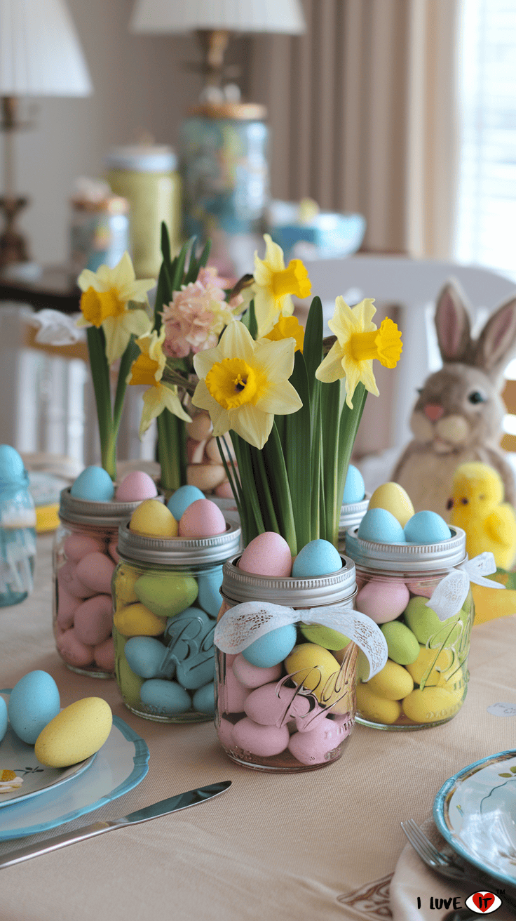 easter mason jar centerpiece